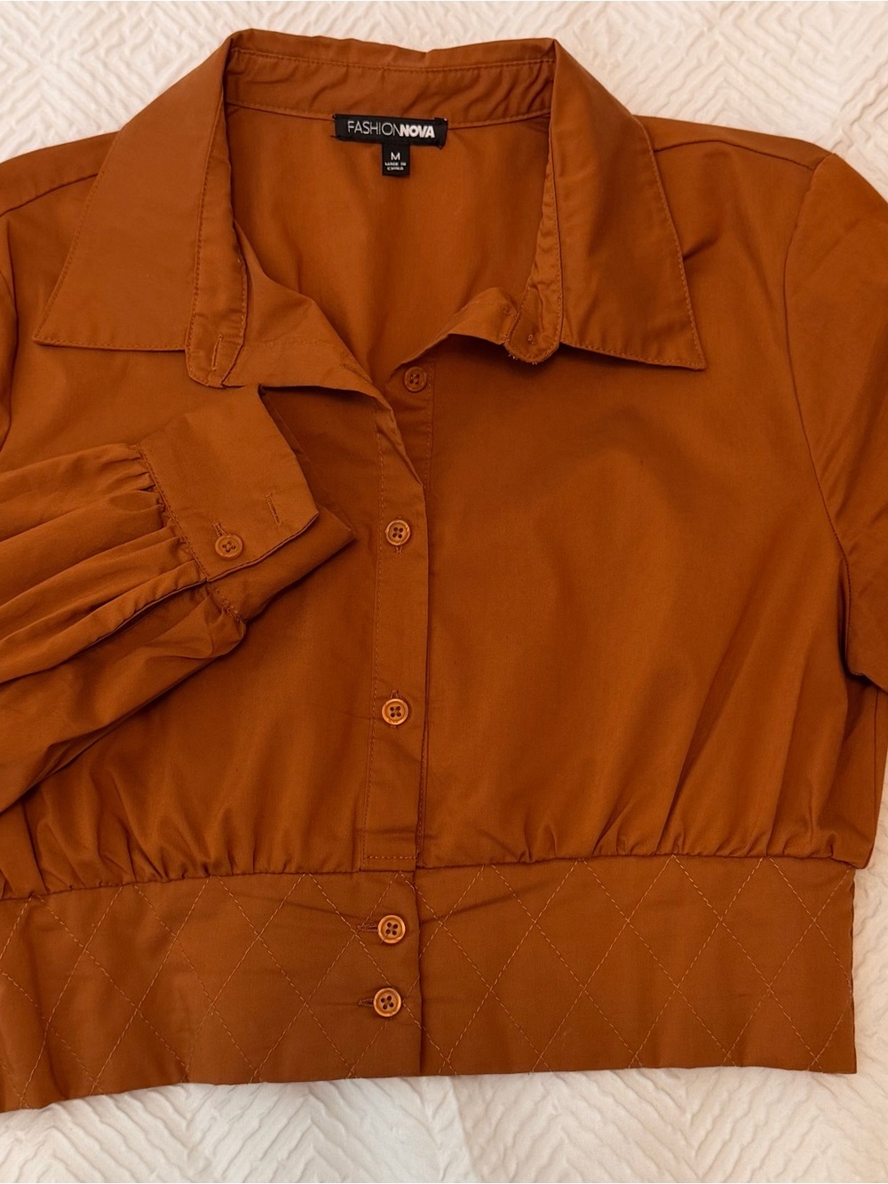 Fashion Nova Women's Rust Cropped Button-Front Jacket